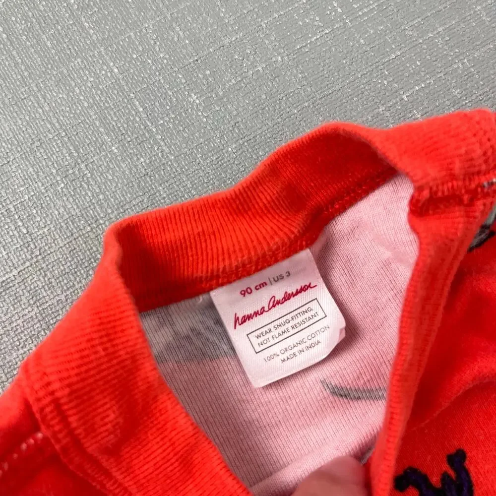 Hanna Andersson Orange Dinosaur Short John Pajamas 90 cm 3T